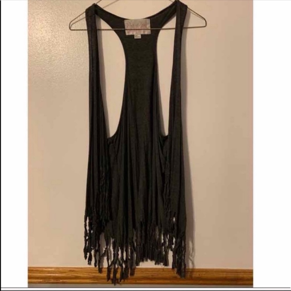 Forever 21: Grey Vest with Fringe